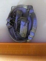 The BS Stops When The Green Flag Drops 1984 Bergamont Brass Works Belt Buckle