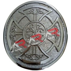 AAR Round Celtic Knot Kilt Belt Buckle Chrome Finish/Highland Belt Buckle Celtic