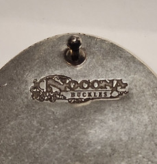 Nocona Belt Buckle Camo Deer Rope Edge Silver Tone Oval Leaping White Tail
