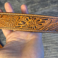 Crumrine Buffalo Belt & Buckle Western Silver Tone 38058 Cowboy LEATHER Belt 42