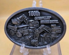 Vintage Caterpillar Mining Shovel Belt Buckle 3D Relief Designs Heavy Machines