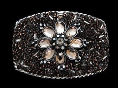 ND17119 REALLY NICE **FLOWER** CRYSTAL & BEADERY FASHION BELT BUCKLE