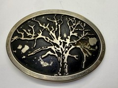 Tree Of Life =Black Enamel Oval Hippy Vibe Belt Buckle To Paint Restore