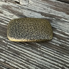 Vintage Textured Metal Belt Buckle Hammered Gold Rectangle Uneven Surface Roc