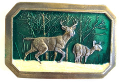 Two Deer Belt Buckle – The Great American Belt Buckle Co. 1976 Serial No. 520