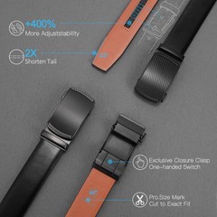 SENDEFN Men&rsquo;s Leather Belt – 28&Prime; to 44&Prime; Waist Adjustable, Coffee-iron Gray