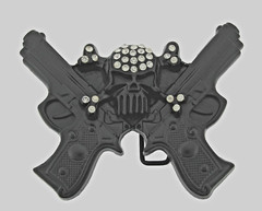 Skull Belt Buckles Black Bling Style Metal Vintage Halloween Gun Pirate Skeleton