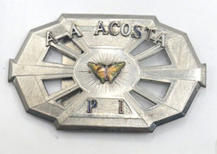 VINTAGE HOOK-FAST PERSONALIZED  »A A ACOSTA P I » BUTTERFLY BELT BUCKLE
