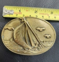 SOLID BRASS BELT BUCKLE, VINTAGE
