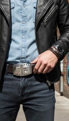 Men’s Dress Western Belt Buckle Silver Cross Rhinestone Wedding Church Formal