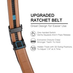SENDEFN Men&rsquo;s Leather Belt Automatic 32&Prime; to 46&Prime; Waist Adjustable, Z-brown-20