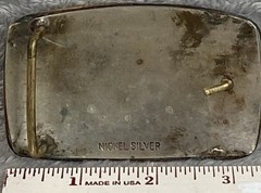 Vtg Silver Tone Rope Border 3-1/4 x 2-1/4 Belt Buckle Fits 1.5&Prime; Belt