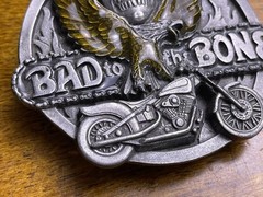 VTG Bad To The Bone Skull Motorcycle Eagle Men&rsquo;s Belt Buckle Siskiyou 1992 USA