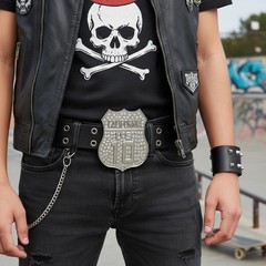 Men Silver Metal Motorcycle Fashion Belt Buckle California State US 10 Freeway