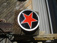 BIG RED Texas Lone STAR pewter BELT BUCKLE law enforcement badge sheriff emblem