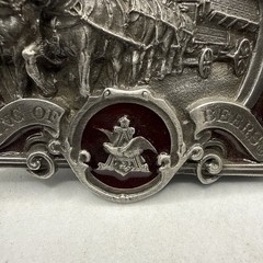 Vintage Budweiser Clydesdale King of Beers Belt Buckle red enameled pewter
