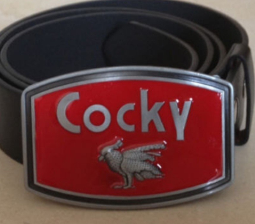 Red Silver cocky Bird Metal Belt Buckle Oval 8.7cm