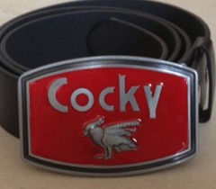 Red Silver cocky Bird Metal Belt Buckle Oval 8.7cm