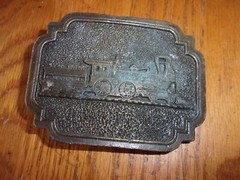 Vintage Belt Buckle Train locomotive & tender Brass or bronze