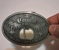 Corona Extra Large Metal Belt Buckle Beer Bottle Opener, 3.25&Prime;