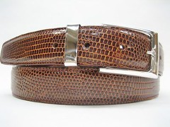 Sterling silver 925 two piece buckle set and Genuine Lizard 30 mm belt U.S.A..