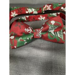 Holiday Red Vest and Bow tie trees/bells adjustable med/small