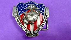 US Marine Corps Semper Fideles Eagle Anchor Globe Commemorative Belt Buckle