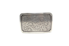 Silver Floral Western Cowboy Belt Buckle, (1.5 ») Removable Western Buckle