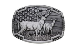 Men Dark Silver Color Metal Belt Buckle Deer Nature Hunter Western Biker Fashion