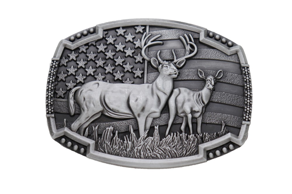 Men Women Silver Metal Belt Buckle Deer Nature Hunter Western Fashion Jeans Pant