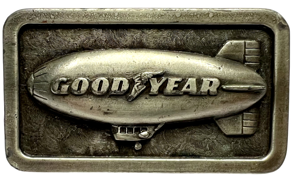Vintage 1974 The Goodyear Blimp Tire & Rubber Co Pewter Belt Buckle