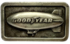 Vintage 1974 The Goodyear Blimp Tire & Rubber Co Pewter Belt Buckle