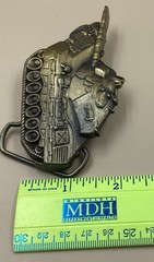 Vintage Tank Army Military Belt Buckle Brass