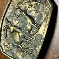 Belt Buckle Mens OS Brass Vintage Deer Wildlife Hunting Fair Outdoor