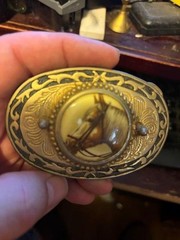 ZB – 003 Brass Horse Head Belt Buckle W Cameo Like Head