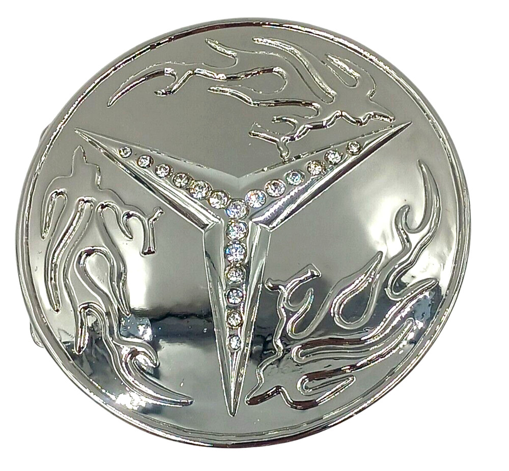 Fashion Geometric Raised Design Belt Buckle Clear Rhinestone Silver Tone Metal