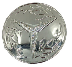 Fashion Geometric Raised Design Belt Buckle Clear Rhinestone Silver Tone Metal