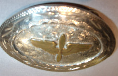 1942 U.S. ARMY AIR CORPS FORCE AVIATION WING PROPELLOR SILVER & GOLD BELT BUCKLE
