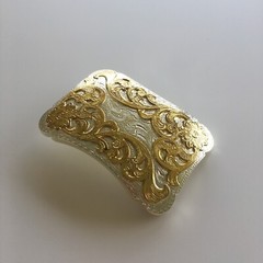 Double Plated Color Western Flower Cowboy Cowgirl Solid Brass Belt Buckle