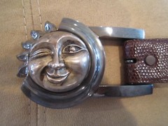 HUGE KIESELSTEIN CORD CELESTIAL SUN BUCKLE AND BROWN LIZARD BELT SIZE 2