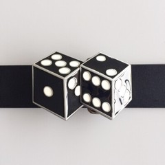 Black Enamel Dices Casino Gamble Vintage Belt Buckle Gurtelschnalle