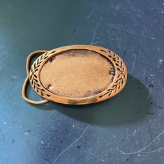 Vintage Brass Tone Oval Olive Branch Border Belt Buckle Western Americana 3.25in