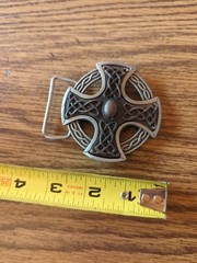 Celtic Cross Silver Tone Belt Buckle Bulldog Buckle Co. 1995 Made In England