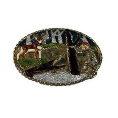 Buckle Vintage 1989 W USA Oval Outdoor Scene Belt Buckle