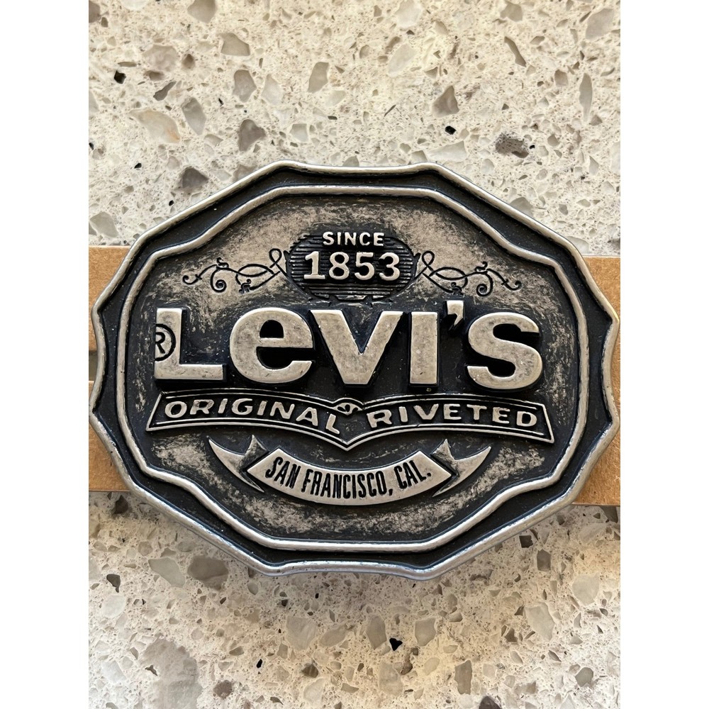 Levis Belt Buckle Mens Original Riveted Antique Nickel Western Silver 16LV72D5
