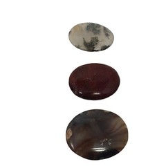 Western Interchangeable Stone Belt Buckle Silver Tone Agate Jasper 3.5in