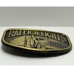 Vintage Raleigh Lights Semi Truck Belt Buckle Metal Antique Western Trucker