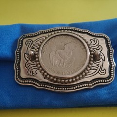 Men&rsquo;s Western Silver Tone Metal Belt Buckle 1.5&Prime; Scroll US $1 Eagle Coin