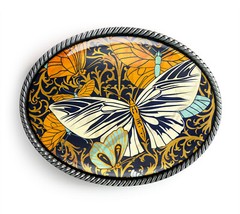 Butterfly Belt Buckle – Vintage Nature Pattern Artwork Belt Buckle – 912