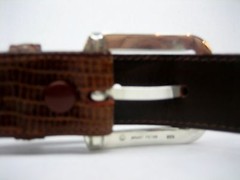 STERLING SILVER 925 SOLID BUCKLE & GENUINE LIZARD BELT 28 MM WIDE MADE IN U.S.A